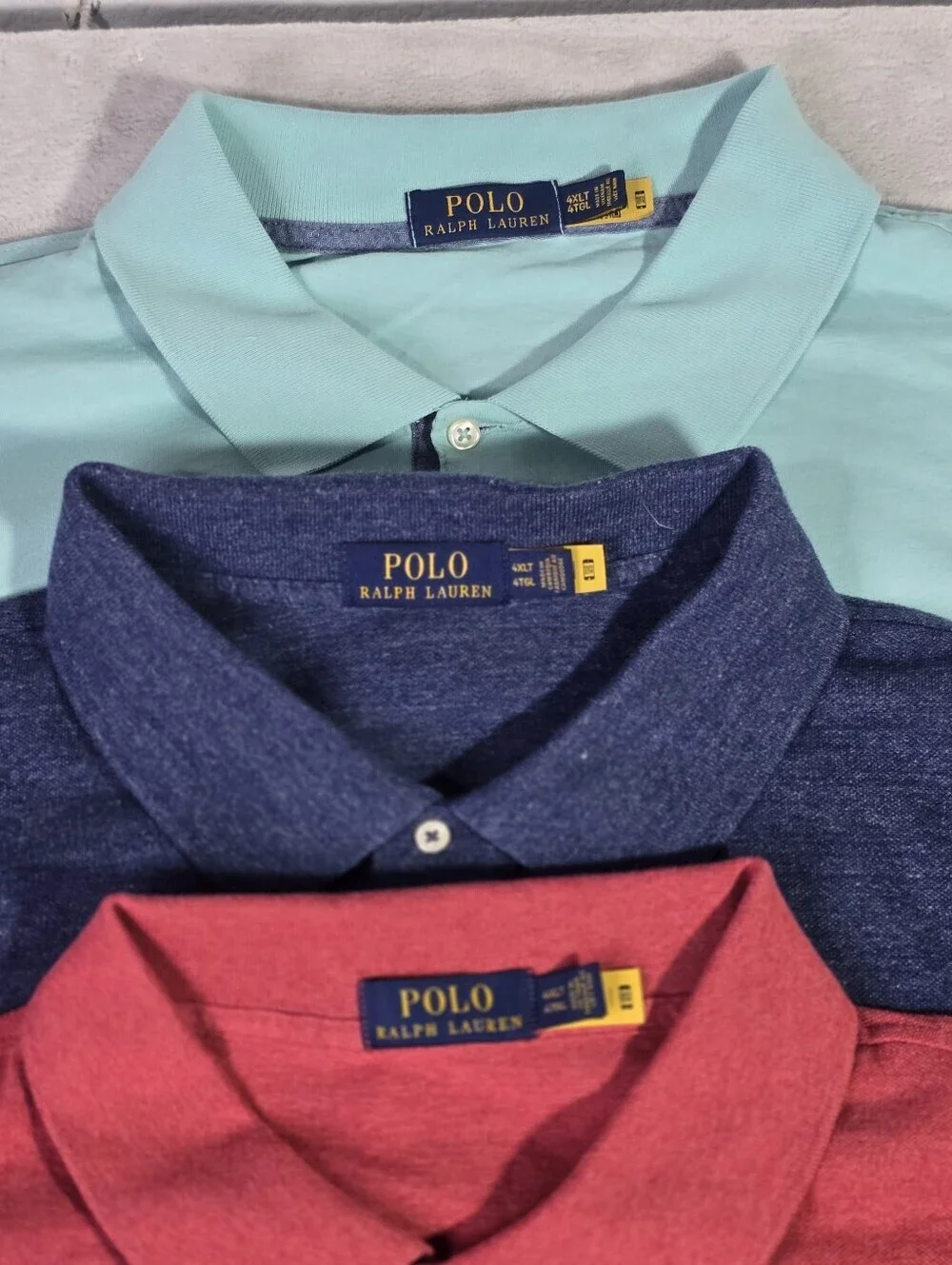 Lot Of 3 Polo Ralph Lauren Cotton Polo Shirt Short Sleeve Red Blue Mens 4XLT